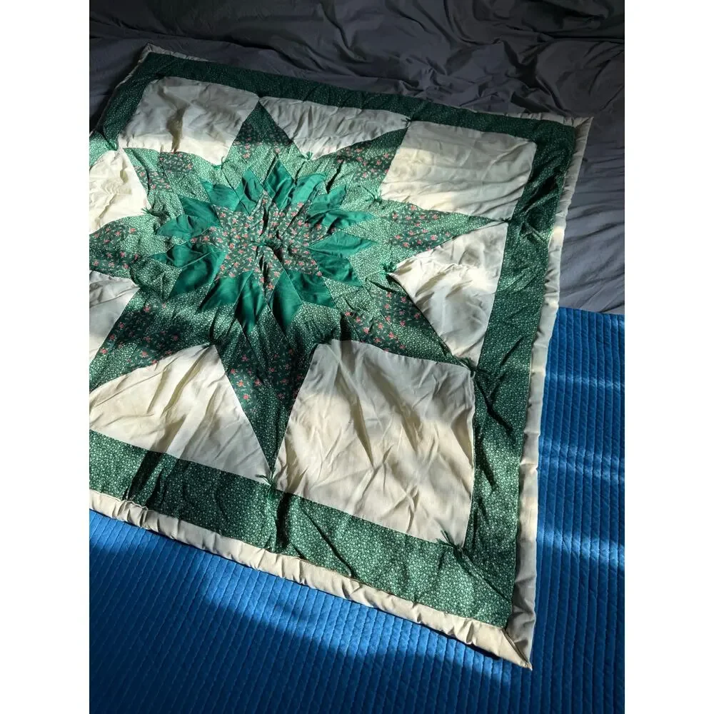 Vintage Lone Star Small Quilt Lap Throw Wall Hanging Hand Quilted